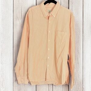 VTG J. Crew Men’s Long Sleeve Cotton Orange w/ White Stripes Button Up Shirt ~ L